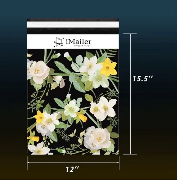 Black Floral Shipping Mailer - Yellow & White Flowers - Picture 3 of 5
